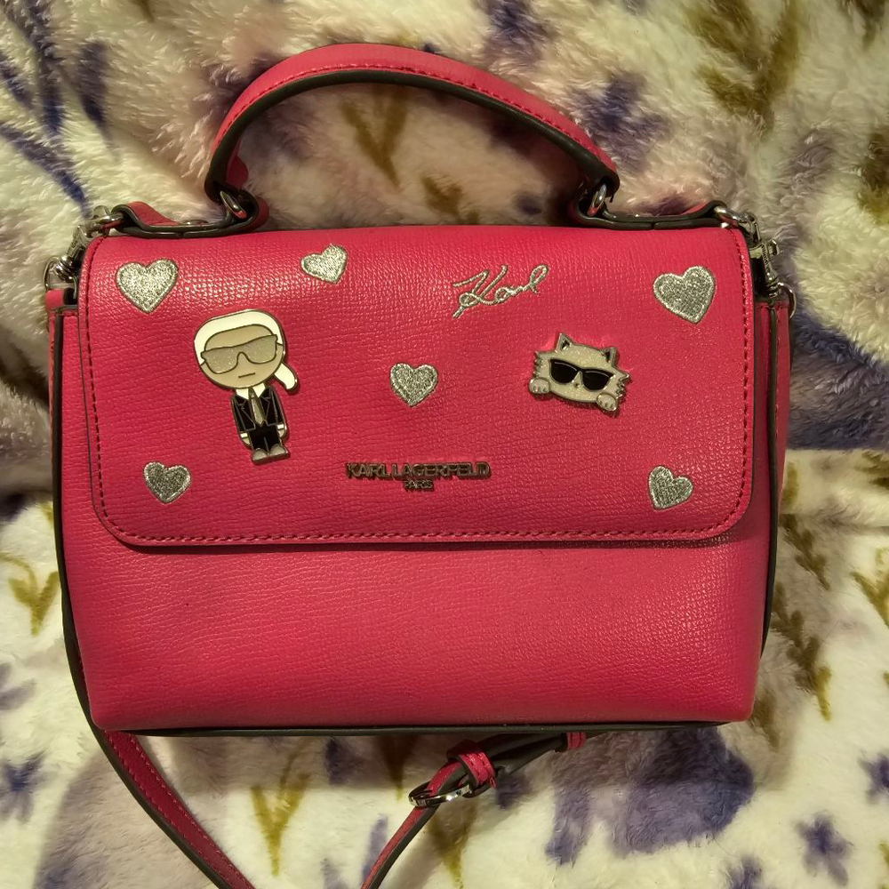 Women's Karl Lagerfeld & Choupette Pink Crossbody Bag - EUC